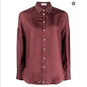 Beautiful burgundy Brunello Cucinelli Silk blouse